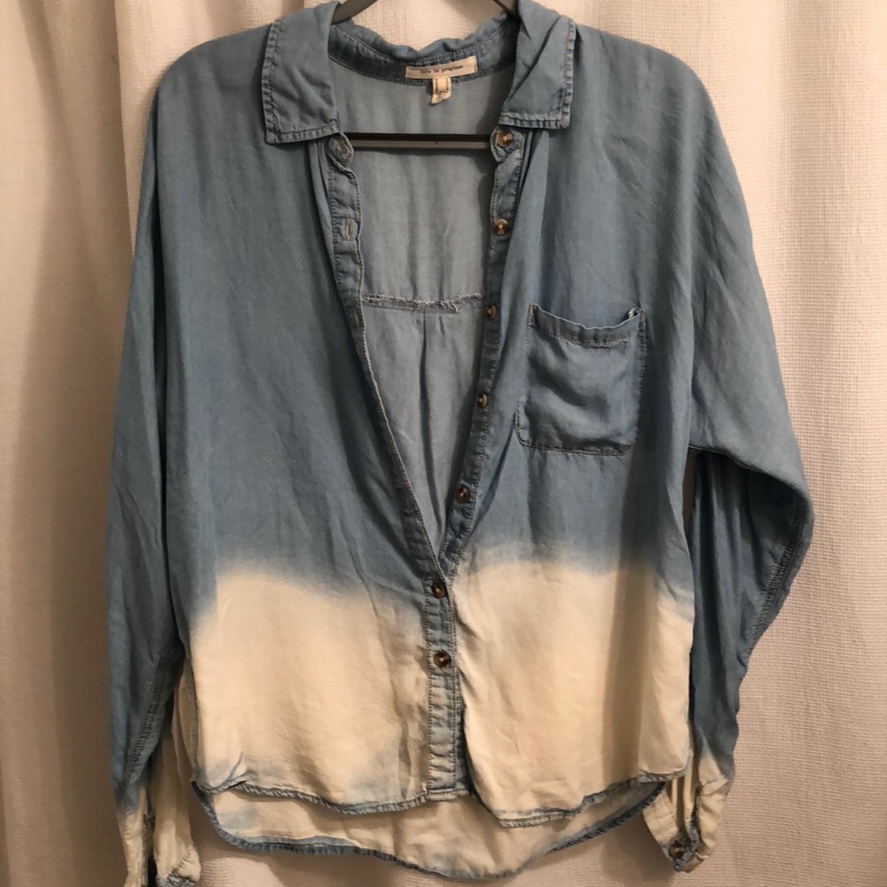 Ombré chambray button up shirt Urban Outfitters